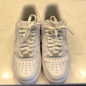 Nike Air Force 1s. All white . In fair condition